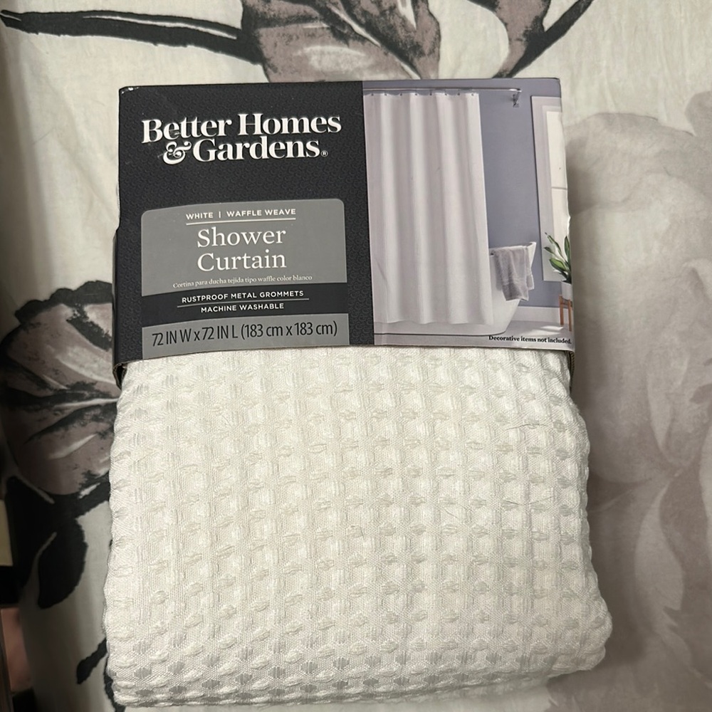 Better Homes And Gardens White Waffle Weave Shower Curtain
